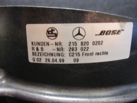 Mercedes CL C215 W215 Türlautsprecher BOSE vorne rechts vorne 2158200202