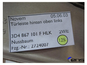 VW Phaeton 3D Türleiste hinten links oben Nussbaum 3D4867101F Türgriff Hochtöner
