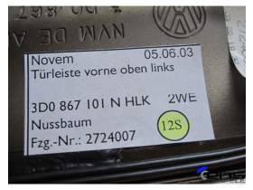 VW Phaeton 3D Türleiste vorne links oben Nussbaum 3D0867101N Türgriff Hochtöner