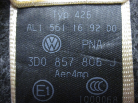 VW Phaeton 3D Gurt Sicherheitsgurt Gurtstraffer Beige hinten rechts 3D0857806J